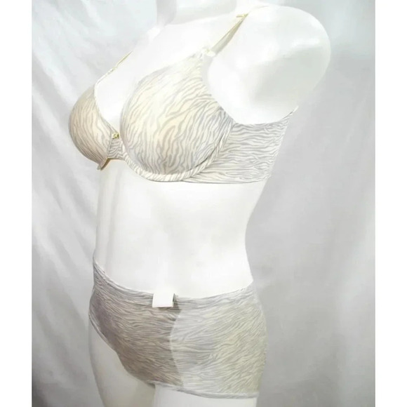 Vanity Fair 75345 Beauty Back‎ Full Cover UW Bra Panty SET 34D/MEDIUM Gray Zebra - Picture 3 of 11